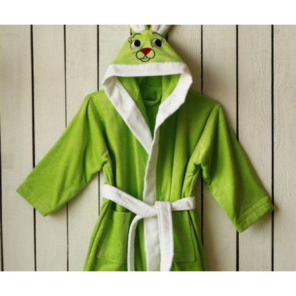 Халат за Деца в зелен цвят с Уши